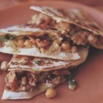 Barbecued chicken and chickpea quesadilla